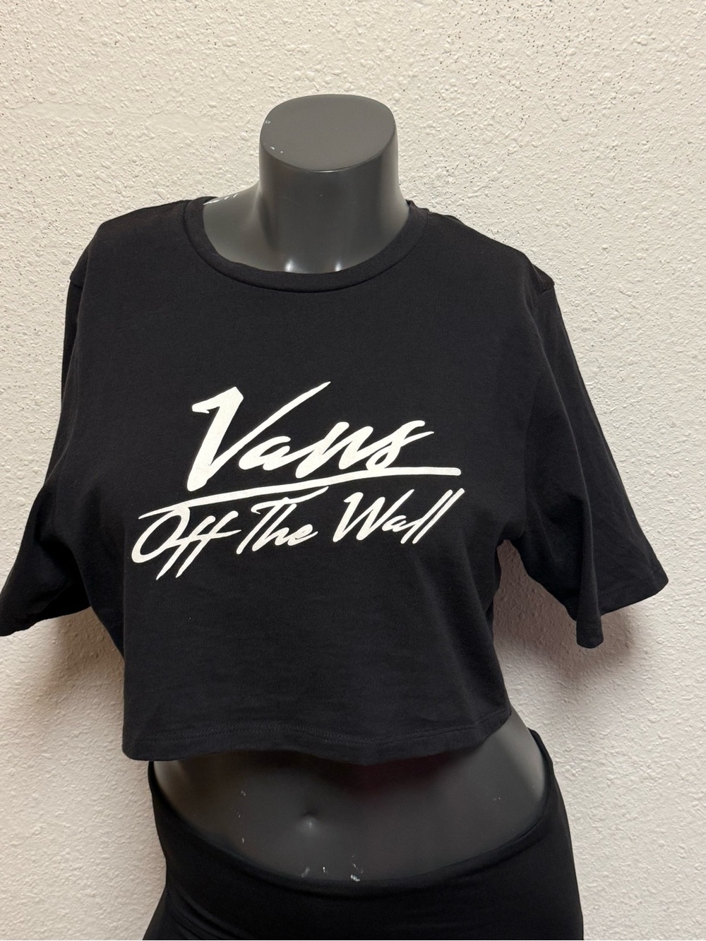 Vans Black Crop Top with White 'Off The Wall' Script